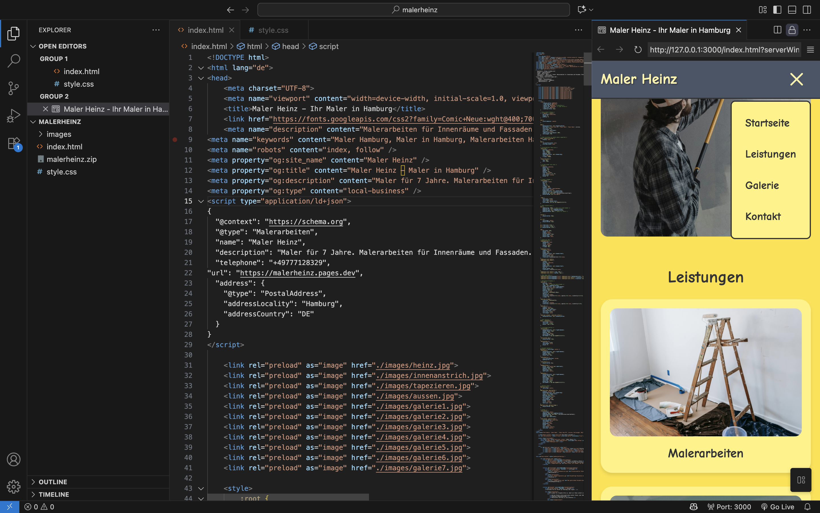 Webseite Preview